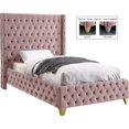thumbnail image 1 of Meridian Furniture Lit Jumeau en Velours Rose Savan, 1 of 6