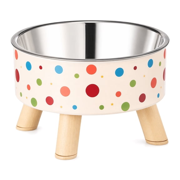JKXTDKS Elevated Pet Bowl, Removable Stainless Steel Raised Cat Dish for Neck Comfort, Non-Slip Anti-Tip Base, Colorful