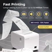 Volcora Thermal Receipt Printer, 80mm POS Printer w/Auto Cutter, USB/Ethernet Interface for Windows/MAC/Linux, ESC/POS Command Support Cash Drawer, High Speed Kitchen Printer, Wall Mount (White)