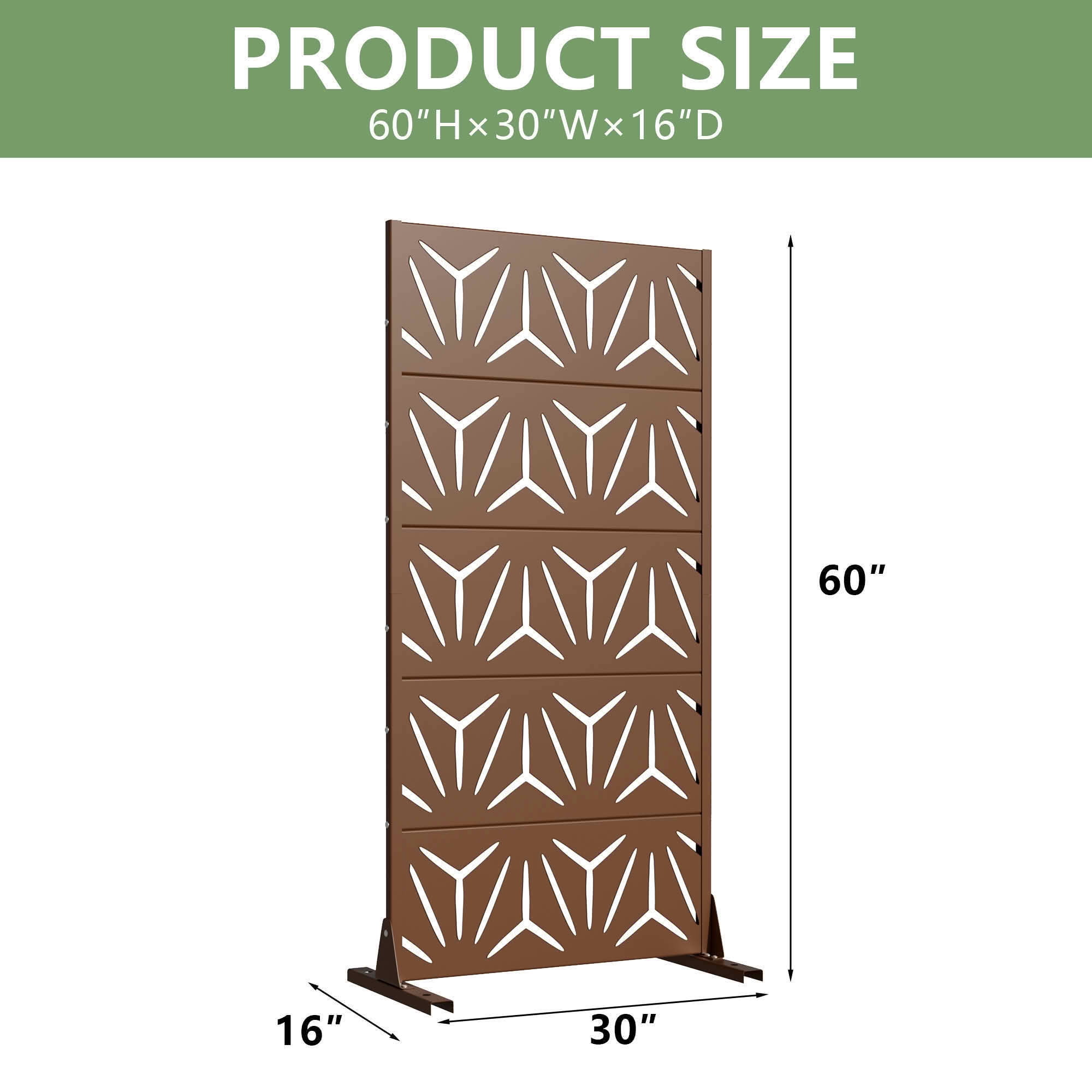 MAYEERTY 59x30 Brown Outdoor Natural Privacy Panel Screen, 5 Piece Set Natural Folding Divider for Backyard and Garden