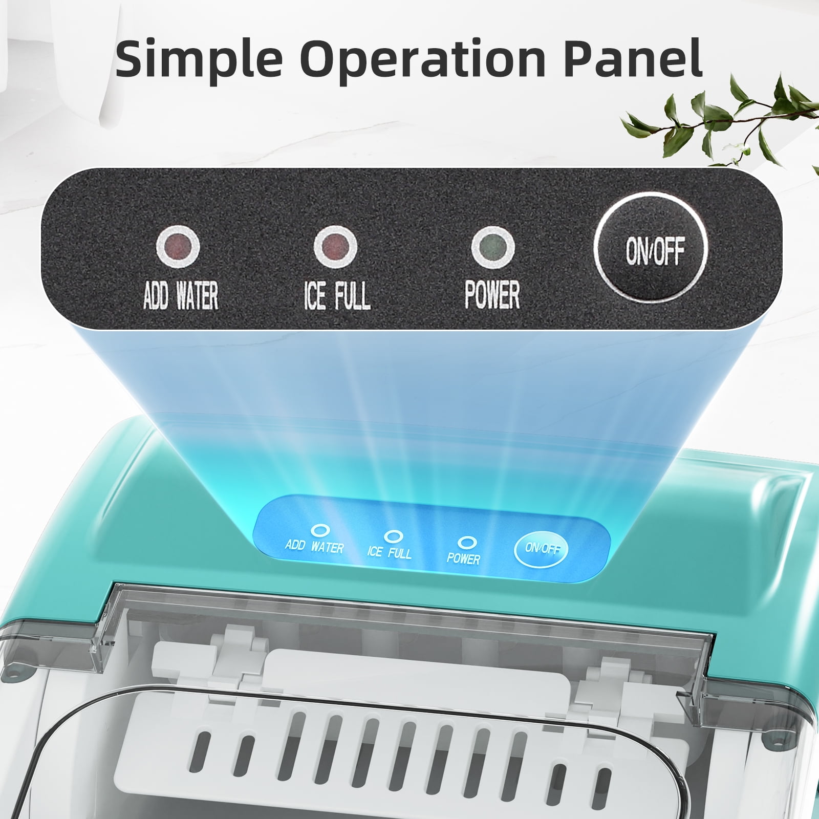 FREE VILLAGE Ice Makers Countertop,Portable Ice Maker Machine with Self-Cleaning,26.5lbs/24Hrs,6 Mins/9 Pcs Bullet Ice,Ice Scoop and Basket,Handheld Ice Maker for Kitchen/Home/Office/Party