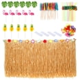 thumbnail image 1 of Durable Reusable Hawaiian Tropical Party Decorations Set Lightweight Elegant Bright Table Skirt Pineapple Toothpick Umbrella, 1 of 9