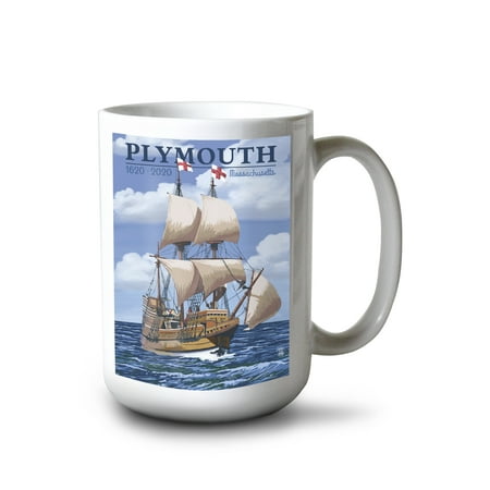 

15 fl oz Ceramic Mug Plymouth Massachusetts 1620-2020 Mayflower Dishwasher & Microwave Safe