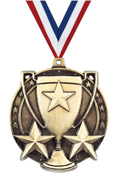 Victory Medals, 2" Gold Diecast Victory Medal Award 5 Pack