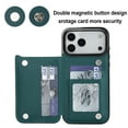 thumbnail image 5 of Case Compatible with iPhone 17 Pro Max, Stylish Card Slots Kickstand PU Leather Back Case Magnetic Closure RFID Blocking Drop Protective Shockproof Cover for iPhone 17 Pro Max, Darkgreen, 5 of 8