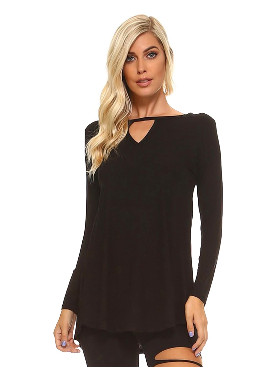 Luxury Divas Lightweight Jersey Knit Long Sleeve Tunic Top Walmart