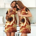 thumbnail image 4 of Lsque orange lightning Pattern Nightgowns for Women Sleep Shirts Short Sleeve Nightshirt Pullover Nightdress Soft Sleepwear Relaxed Fit Nightdress, 4 of 6