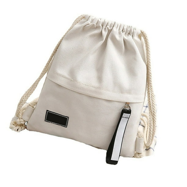 Jumpingount Bolsa con cordón Suministros de viaje Artesanía Exquisitos accesorios para exteriores resistente Saco de lona Mochilas escolares Mochilas Blanco Jumpingount AP007217-03