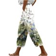 thumbnail image 3 of QATAINLAV Women Capri Pants with Pockets for Summer Trendy Floral Print Capris Vacation Casual Drawstring Beach Pants Straight Leg Cropped Trousers Back to College Sales Multicolor L, 3 of 6