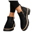 thumbnail image 7 of YLYL Women Suede Ankle Boots Chunky Heel Lug Sole Round Toe Side Zipper Vintage Casual Short Booties, 7 of 7
