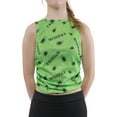 thumbnail image 3 of Beetlejuice Vest Repeat Logo Ruched Side Cropped Womens Skinny Fit Green, 3 of 4