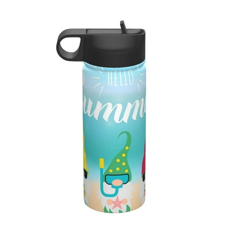 

Fuzoiu Hello Summer Gnome 1 Print 18oz Insulated Sports Kettle Outdoor Sport Gym Stainless Steel Water Bottle With Straw Lid