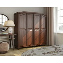 100% Solid Wood Kyle 4-Door Wardrobe Armoire with Solid Wood Doors