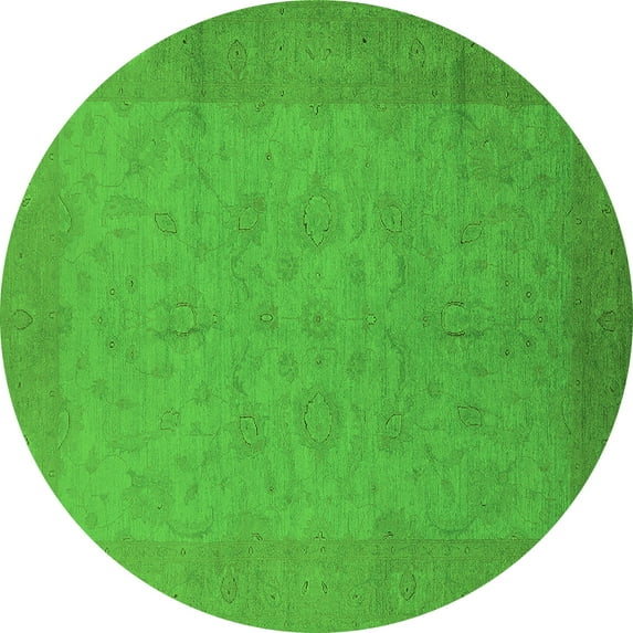 Ahgly Company Indoor Round Oriental Green Industrial Area Rugs, 4' Round