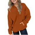 thumbnail image 4 of hotojiny Unisex Kids Plain Hooded Sweatshirt Boys Girls Long Sleeve Pullover Tops Fall Loose Fit Casual Hoodies with Pockets(Coffee aa1,7-8 Years), 4 of 7