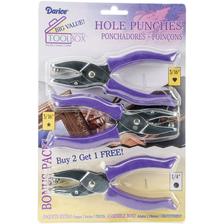 Darice 1201-15 Value Pack Hole Punches Heart Star and Circle 