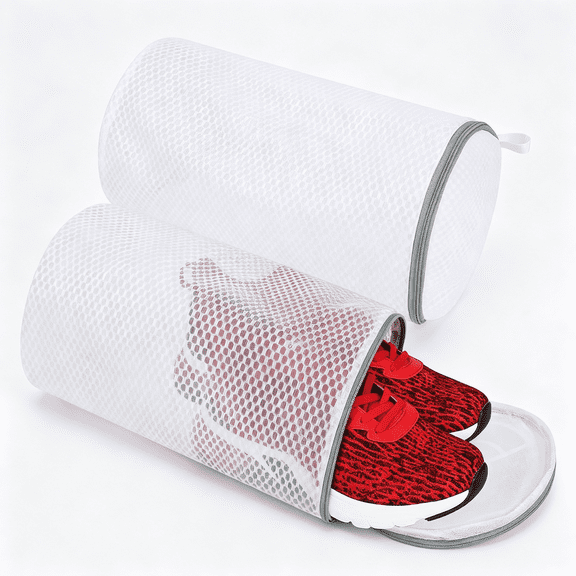 MISSMILE Shoe Washing Machine Bag,2 Pack Honeycomb Mesh Laundry Bag with Zipper for Sneakers,Running Shoes,Sock,Bras,Delicates and Toys Breathable Honeycomb Mesh Shoe Washing Machine Bag