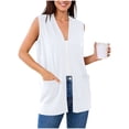 thumbnail image 6 of Summer Cardigans for Women with Pockets Sleeveless Dressy Casual Lightweight Casual Open Front Outerwear Vest (S, White), 6 of 8