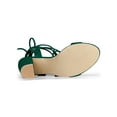 thumbnail image 5 of BLISSFUL STEP Women's Shoes Faux Suede Lace Up Block Heel Slingback Open Toe Sandals Green 7, 5 of 8