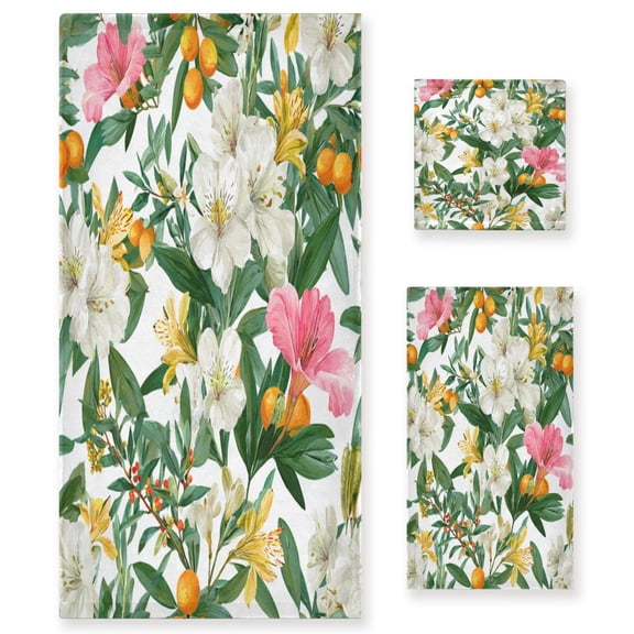 Three-Piece Towel Set Face Towel Towel Set Hand Towel Bath Towel Cotton Bath Towels Bath Towel Sets Hand Bath Towels Flower Pattern
