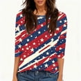 thumbnail image 4 of HAVUITYY Independence Day 3/4 Sleeve Sweaters for Womens, Fashionable American Flag 4th of July Womens Tops, Women's Lightweight Spring Casual Blouse, 4 of 5