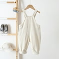 thumbnail image 4 of Tisuna Stylish Girls Boys Corduroy Romper Solid Color Sleeveless Jumpsuit Soft Casual Infant Baby Overalls Playwear Outfit With Adjustable Straps And Pockets White Size 2-3 Years, 4 of 4