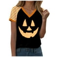 thumbnail image 5 of Godom Womens Halloween T-Shirt Funny Short Sleeve V Neck Graphic Tees Tops, 5 of 7