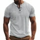 thumbnail image 1 of pstuiky camisetas para hombre, Camisa de manga corta con cuello redondo y botones para hombre, color liso y ventilación ropa de hombre m, 1 of 6