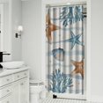 thumbnail image 2 of Ocean Theme Starfish Shower Curtain Liner - Marine Life Water Resistant Fabric, Washable Tropical Bathroom Decor for Coastal Homes,36x72in, 2 of 5