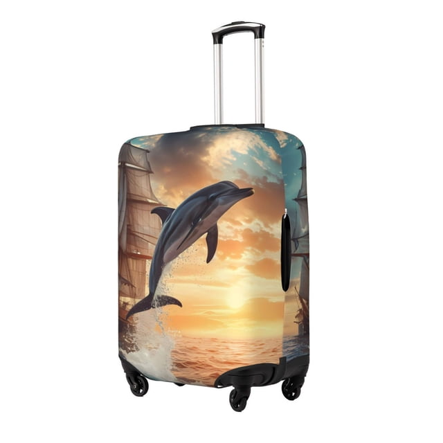 Fotbe Sailing Dancing Dolphin Funda Protectora para Equipaje, Antirrayones y Resistente a la Suciedad, Compatible con Maletas de 18 a 32 Pulgadas-Large