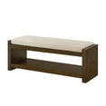 thumbnail image 3 of 47" End of Bed Bench with Lower Shelf Shoe Rack,Modern Linen Upholstered Entryway Bench with Removable Cushion and Solid Wood Frame,Storage Benches for Bedroom,Living Room,Entryway,Hallway,Ivory, 3 of 7