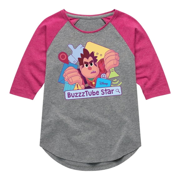 Disney Wreck It Ralph - BuzzTube Star - Toddler & Youth Girls Raglan Graphic T-Shirt