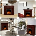 Auseo Rustic Indoor Electric Fireplace with Wooden Mantel, LED Flame