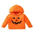 thumbnail image 1 of Enfants Halloween Mode Coton à Manches Longues à Capuche Classique Pumpkin Visage Modèle Pull-Over Parties, 1 of 8