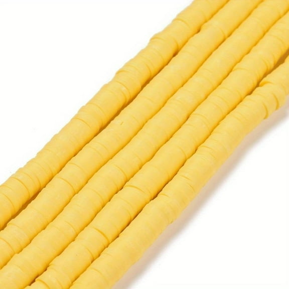 10Strands Handmade Polymer Clay Beads Strands for DIY Jewelry Crafts Supplies Heishi Beads Disc/Flat Round Yellow 6x0.5-1mm Hole: 1.8mm About 290-320pcs/strand