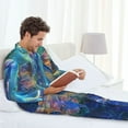 thumbnail image 6 of Naloa Colorful Winged Dolphin Men’s Pajamas Set - Long Sleeve Button Down Sleep Shirt and Pajama Bottoms Sleepwear Set-Medium, 6 of 7