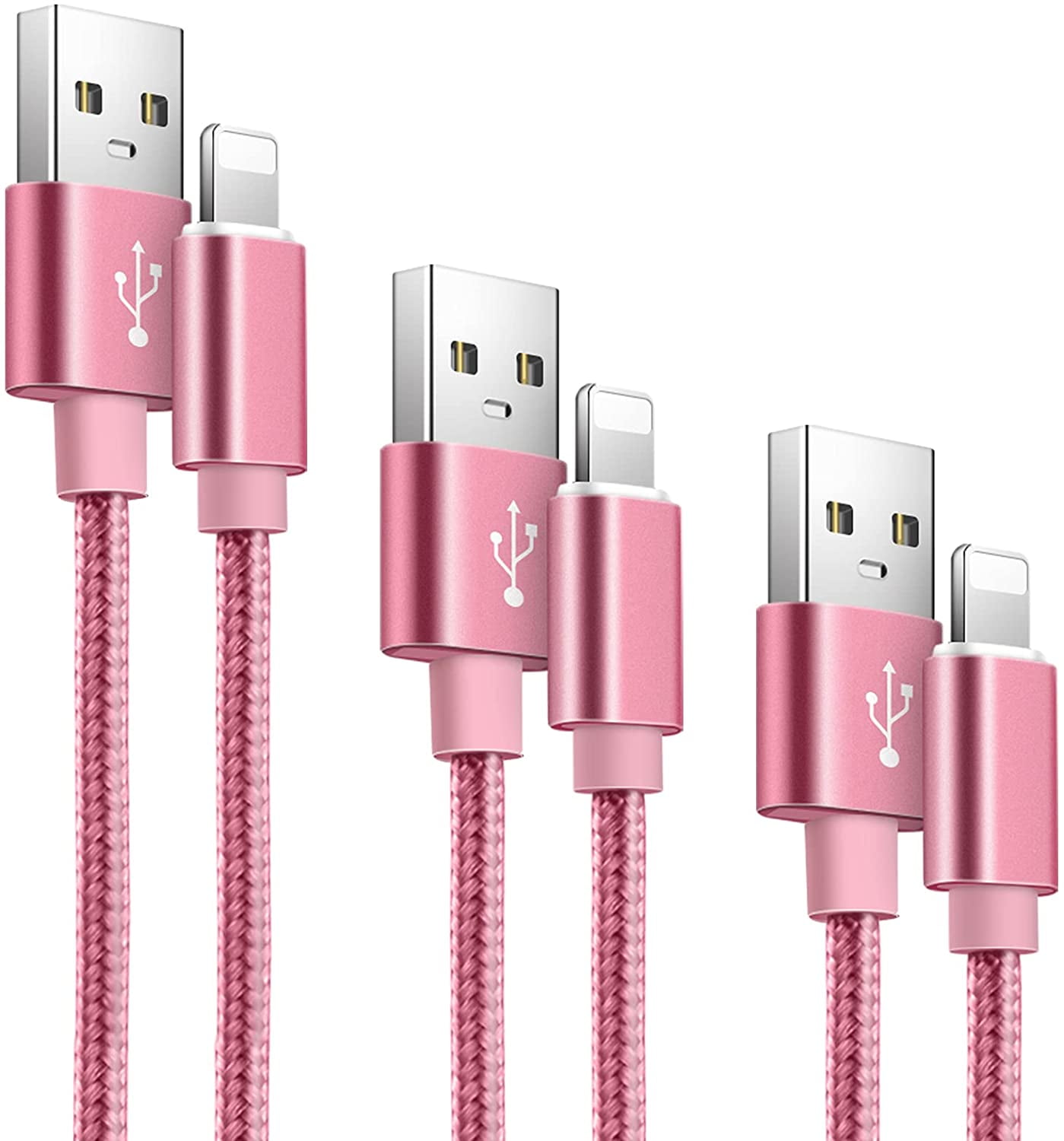 MFi Certified iPhone Charger Lightning Cable 6 Pack Extra Long Nylon Braided USB Charging & Syncing Cord Compatible iPhone Xs/Max/XR/X/8/8Plus/7/7Plus/6S/6S Plus/SE/iPad 3/3/3/6/6/10FT 