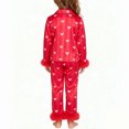 thumbnail image 5 of Xyant Girls Valentines Pajamas Satin Pajama Set Silk Pjs Long Sleeve Button Down Heart Sleepwear Loungewear Sets for Toddler Kids,Size 5 Years, 5 of 5