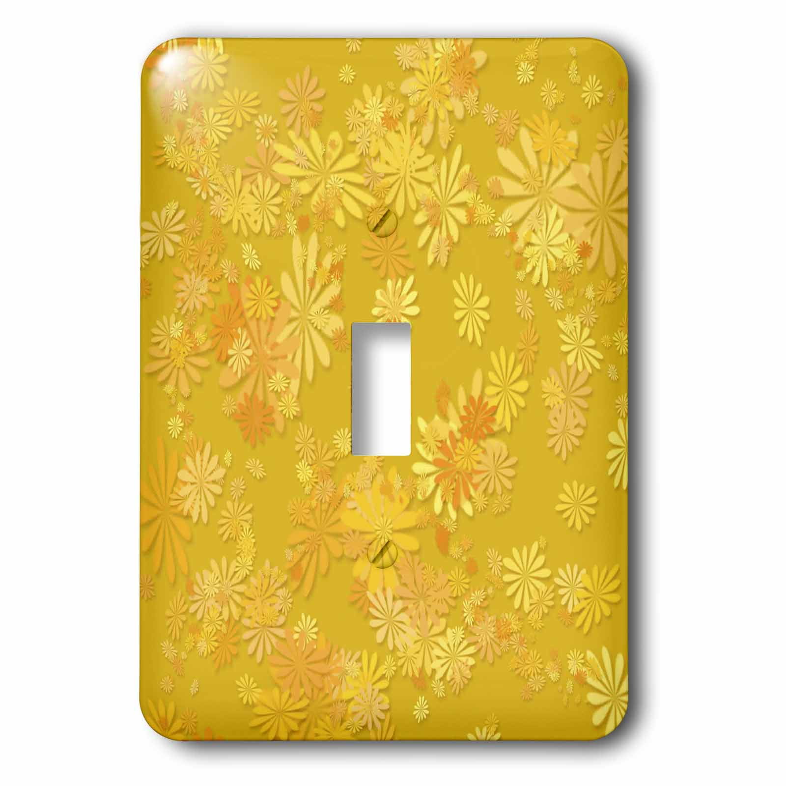 Gold 3dRose lsp_38563_1 Fanciful Whimsical Array of Various Flowers in Shades Of Single Toggle Switch 