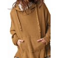 thumbnail image 2 of Sudadera con Capucha Extragrande para Mujer, Jersey con Mangas Murciélago y Cuello Redondo, Jersey con Diseño de Gofre Marrón XL, 2 of 9