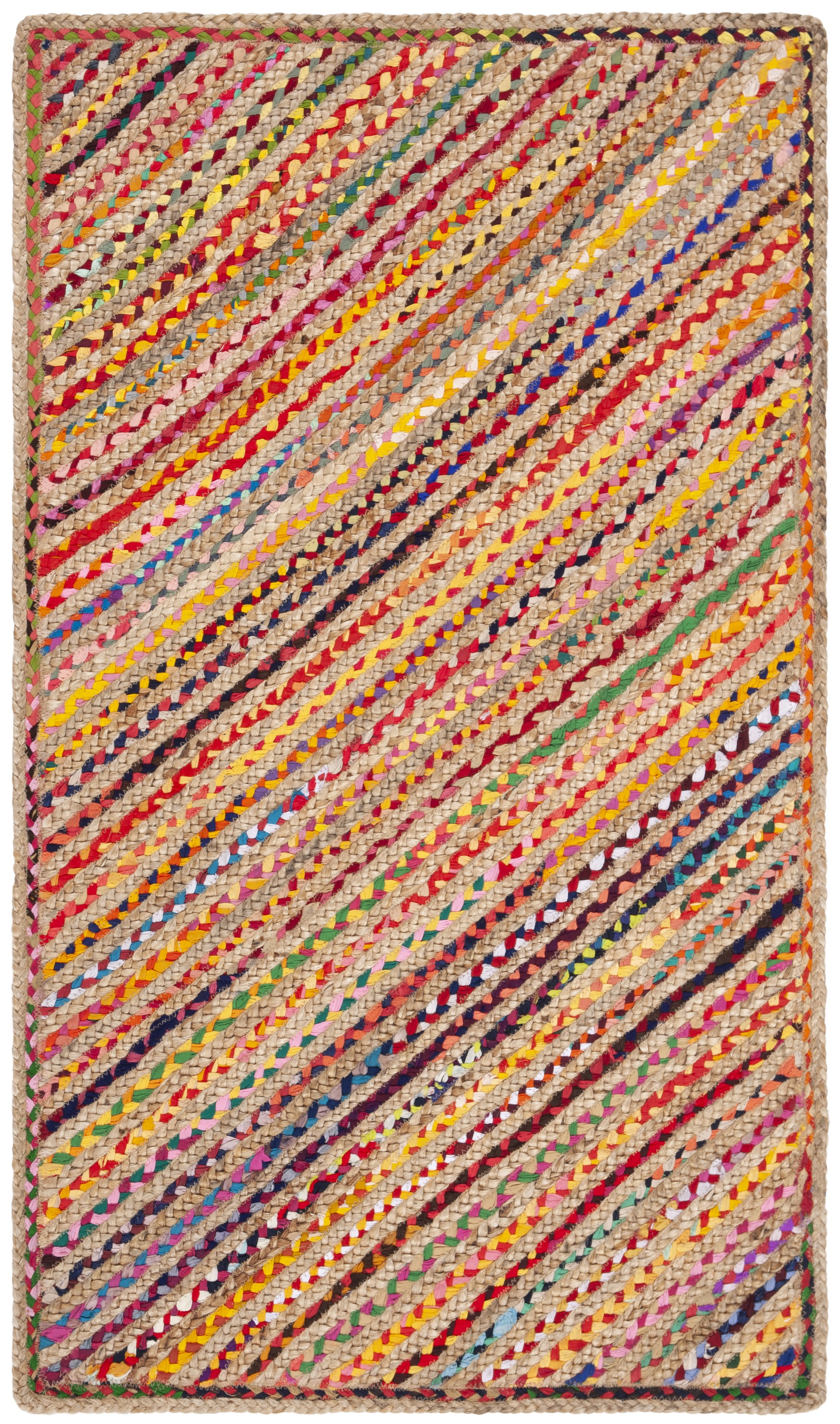 SAFAVIEH Cape Cod Jarvis Striped Area Rug, Natural/Red, 3' x 5'