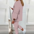 thumbnail image 4 of GILIGEGE Women's 2 Piece Solid Blazer and Pants Business Office Suit Set,Long Sleeve Blazer Sets,Pencil Pants Dressy Suit,Tapered Pant Suits,Slim Fit Formal Pant Suit,Professional Outfits Pink, 4 of 6