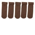 thumbnail image 2 of Women's Soild Color Thermal Mid Calf Socks, Fleece Lined Winter Socks, Ultra-Soft Plush Interior & Durable Outer Layer, 5 Pairs Value Pack for Cold Weather - Coffee, 2 of 4
