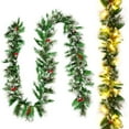 thumbnail image 4 of Gymax 9FT Pre-lit Christmas Decoration Garland Rattan w/ LED Lights Timer, 4 of 10