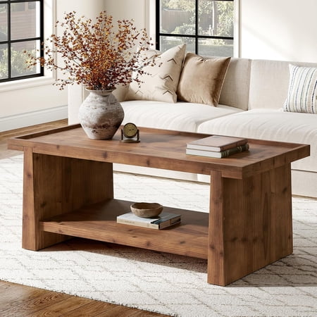 Tribesigns 47.24" Rectangular Solid Wood Coffee Table