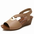 thumbnail image 2 of Women's Casual Comfort Wedge Sandals - 5cm Platform Open Toe Sandals with Elastic Ankle Strap, 2 of 22