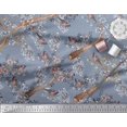 thumbnail image 3 of Soimoi Blue Cotton Duck Fabric Blue Floral & American Robin Bird Fabric Prints by Yard 56 Inch Wide, 3 of 3