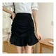 thumbnail image 2 of Minifalda fruncida con volantes, cintura alta, corte A, suave, elegante, a la moda, corta, con volantes fruncidos, ajustada, negra, talla S, 2 of 13