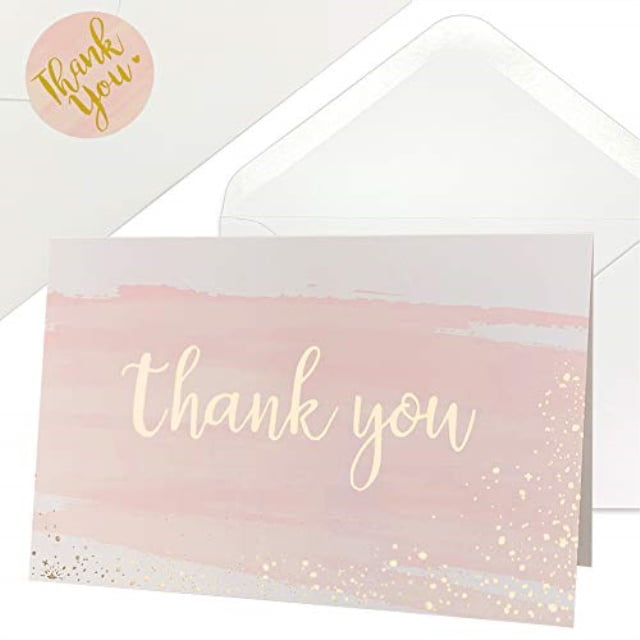 48 Cards with Envelopes for Baby Showers, Wedding, Bridal Showers, All Occasion Watercolor Thanks Hallmark Thank You Cards Assortment 