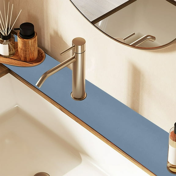 2 Pack Blue Faucet Mat for Kitchen Sink 30'' Sink Splash Guard Mat Super Absorbent Fast Drying Drain Pad